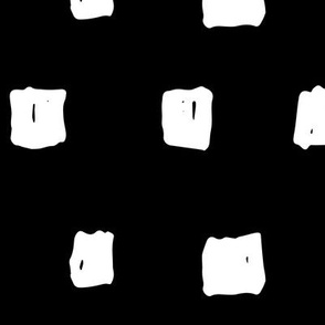 JUMBO squares white on black doodled ink 500% scale