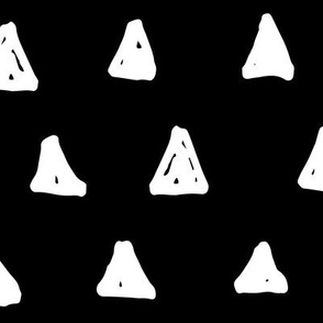 JUMBO triangles white on black doodled ink 500% scale