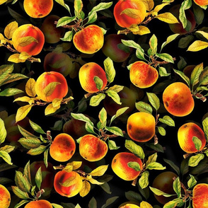 14" Vintage Apples Fruit Pattern Black