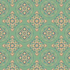Geometric Floral Batik in Mint