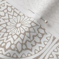 Batik print white mosaic beige
