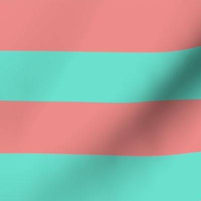 Large Stripe in Bright Coral and Mint