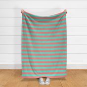 Large Stripe in Bright Coral and Mint