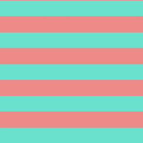 Large Stripe in Bright Coral and Mint