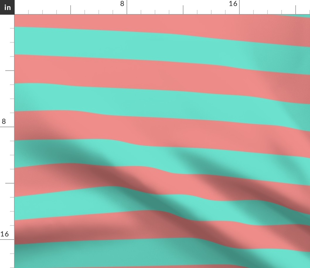 Large Stripe in Bright Coral and Mint