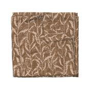 Grass Cloth with leaves in Almond & Cocoa Brown