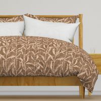 Grass Cloth with leaves in Almond & Cocoa Brown