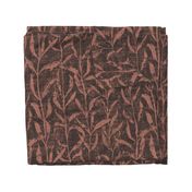 Grass Cloth with leaves in Cinnamon and Ash