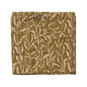 Grass Cloth with leaves in Almond and Brass
