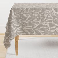 Grass Cloth with leaves in Gray and Cream