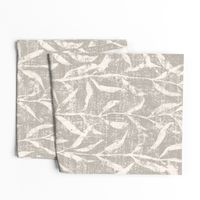 Grass Cloth with leaves in Gray and Cream