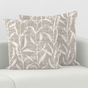 Grass Cloth with leaves in Gray and Cream