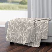 Grass Cloth with leaves in Gray and Cream