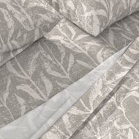 Grass Cloth with leaves in Gray and Cream