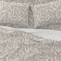 Grass Cloth with leaves in Gray and Cream