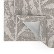 Grass Cloth with leaves in Gray and Cream