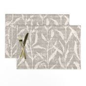 Grass Cloth with leaves in Gray and Cream