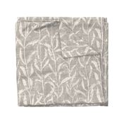 Grass Cloth with leaves in Gray and Cream