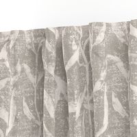 Grass Cloth with leaves in Gray and Cream