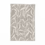 Grass Cloth with leaves in Gray and Cream