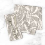 Grass Cloth with leaves in Gray and Cream