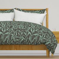 Grass Cloth with leaves in Ash and Sage Green
