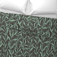 Grass Cloth with leaves in Ash and Sage Green
