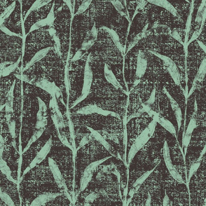 Grass Cloth with leaves in Ash and Sage Green
