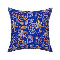 Blue Orange Yellow Paisley