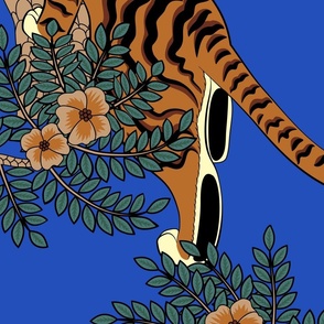 tiger and peacock cobalt blue (extra large scale)
