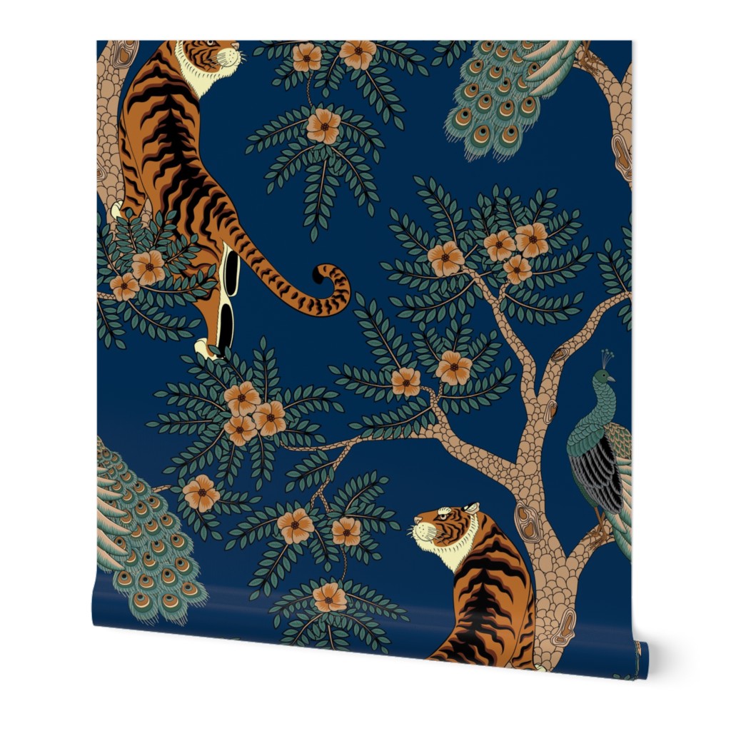 tiger and peacock blue (extra large scale)