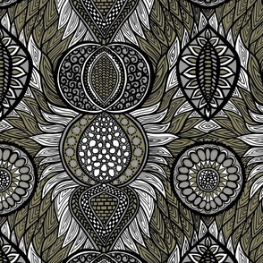 African Print Gray & Olive 2