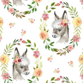 Country Floral Donkey – Girls Bedding Blanket, Pink Peach Blush Flower Wreath