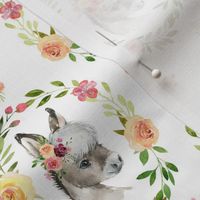 Country Floral Donkey – Girls Bedding Blanket, Pink Peach Blush Flower Wreath