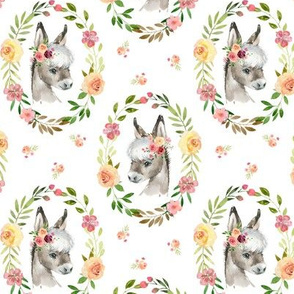 Country Floral Donkey – Girls Bedding Blanket, Pink Peach Blush Flower Wreath