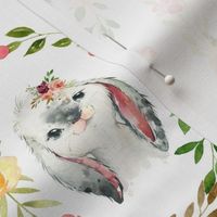 Country Floral Rabbit – Girls Bedding Blanket, Pink Peach Blush Flower Wreath