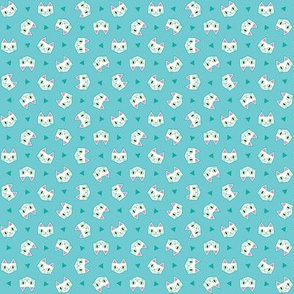 Mini Geometric White Cats on Blue