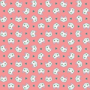 Mini Geometric White  Cats on Peach