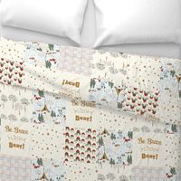 Be Brave Little Bear, Woodland Glamping -  Cheater Quilt - 8 by 8 squares