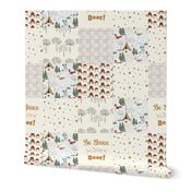 Be Brave Little Bear, Woodland Glamping -  Cheater Quilt - 8 by 8 squares