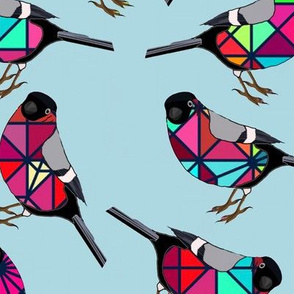 Birds Patterned in Rainbow Diamonds
