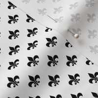 Half Inch Black Fleur-de-lis on White