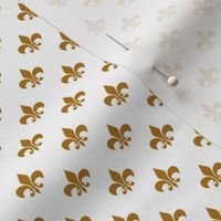 Half Inch Matte Antique Gold Fleur-de-lis on White