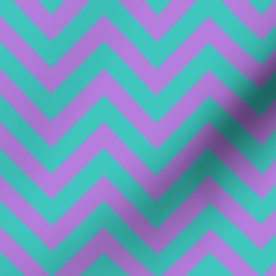 Three Inch Lavender Purple and Teal Chevron Stripes