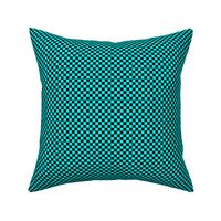 Quarter Inch Black and Aqua Blue Checkerboard Squares