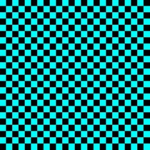 Quarter Inch Black and Aqua Blue Checkerboard Squares