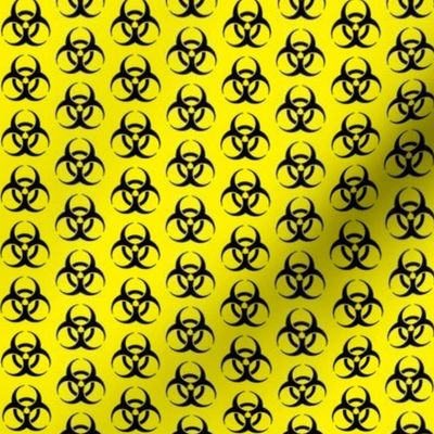 One Inch Black Biohazard Symbol on Yellow