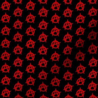 One Inch Red Anarchy Symbol on Black