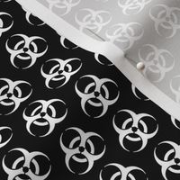 One Inch White Biohazard Symbol on Black