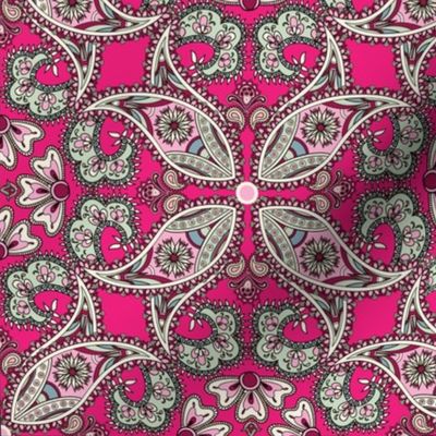 Hot Pink Bandana Paisley Tile Design